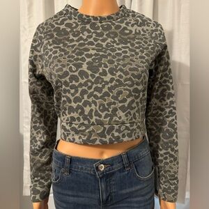 Great Rebel Sugar size S cropped gray long sleeve camouflage sweatshirt